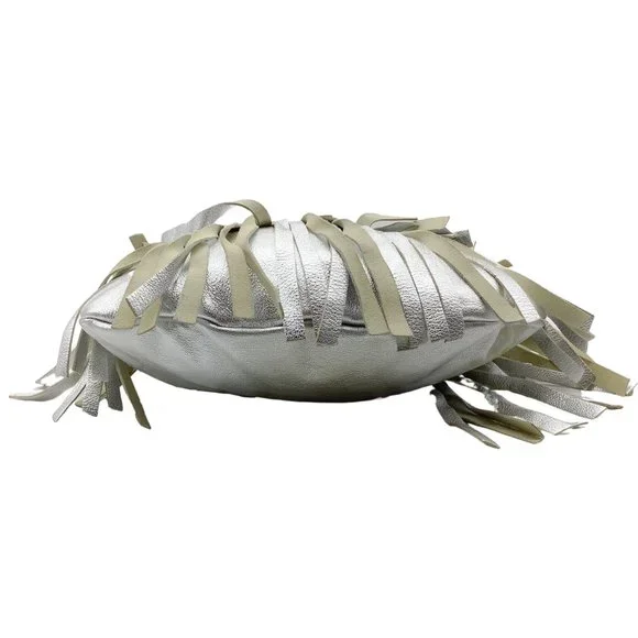 Saint Laurent Fringe Metallic Silver Leather Shoulder Bag - Picture 4 of 11